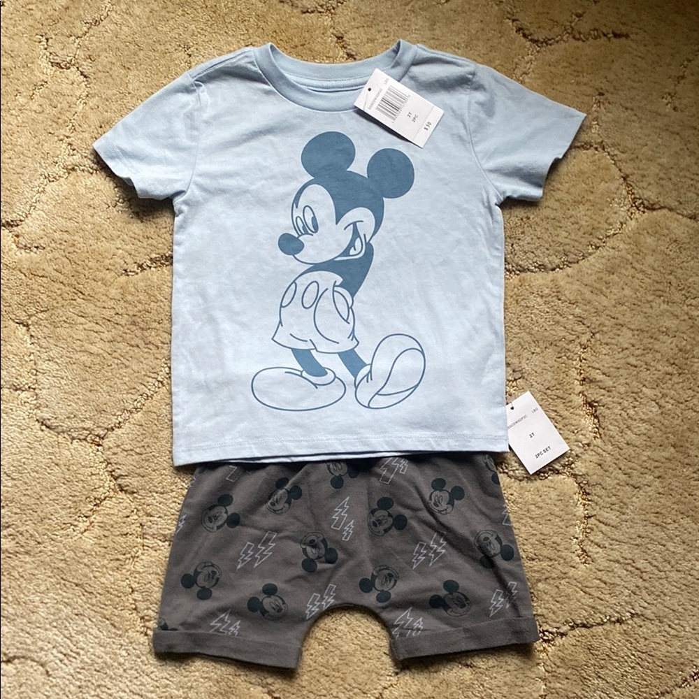 NWT Mickey Mouse Blue and Gray Toddler Outfit